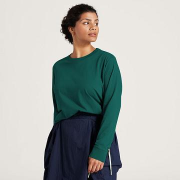 Allbirds Allgood Baumwoll Long Sleeve T-shirts Damen Türkis | CH4312PQ