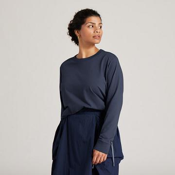 Allbirds Allgood Baumwoll Long Sleeve T-shirts Damen Navy | CH4313HK