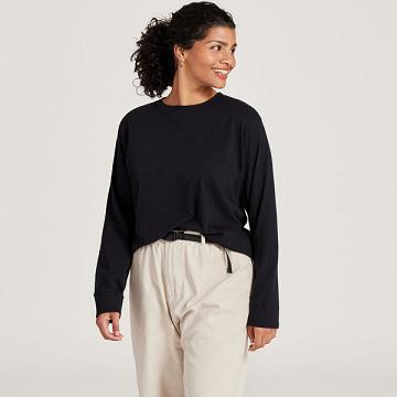 Allbirds Allgood Baumwoll Long Sleeve T-shirts Damen Schwarz | CH4315FM