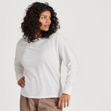 Allbirds Allgood Baumwoll Long Sleeve T-shirts Damen Weiß | CH4316DN