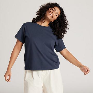 Allbirds Allgood Baumwoll T-shirts Damen Navy | CH4308FM