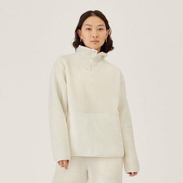 Allbirds Fluff Fleece Pullover Hoodie Damen Weiß | CH4277MA