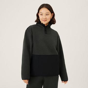 Allbirds Fluff Fleece Pullover Hoodie Damen Schwarz | CH4278NB